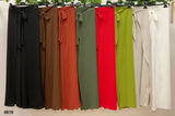 Pantalone Lungo in Lino Doppio Strato Regolabile con Cintura Pantaloni Donna Estate in 8 Colori - 6619